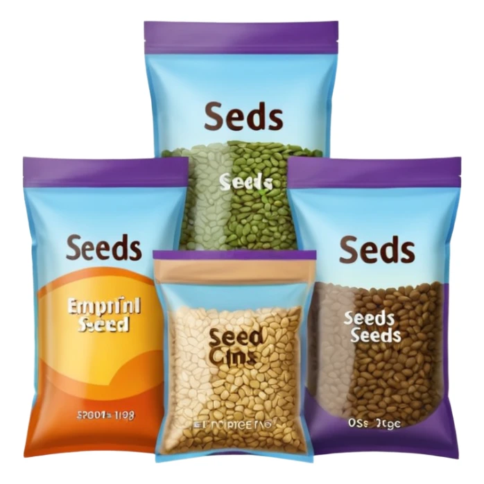 several packs of seeds. Transparent background sticker