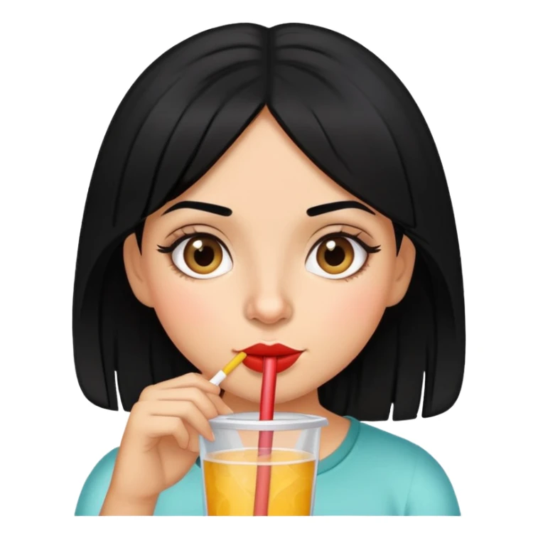 Black hair Latina girl drinking through straw sticker