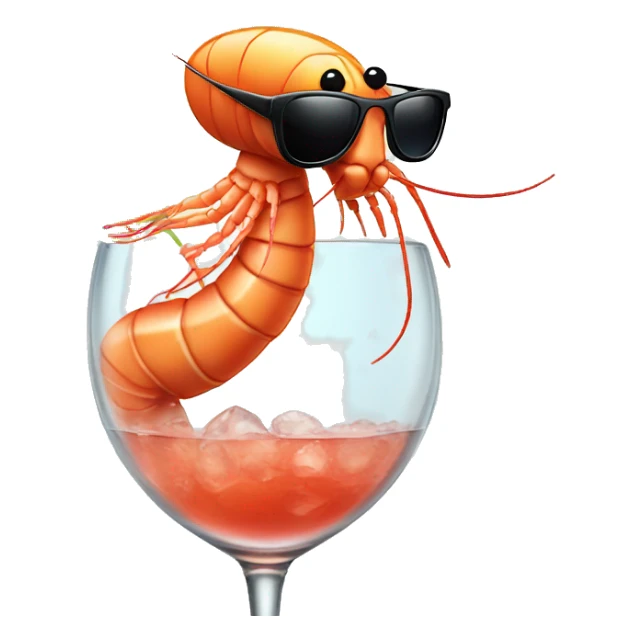 Shrimp wearing sunglasses relaxing in a cocktail glass  sticker