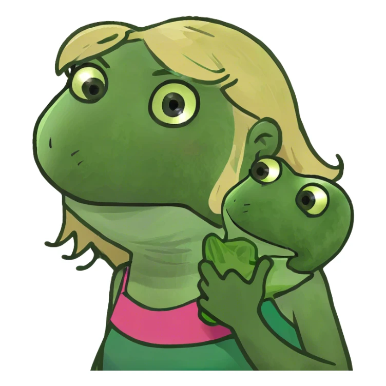 Nervous anxious sweating girl blond hair frog sticker