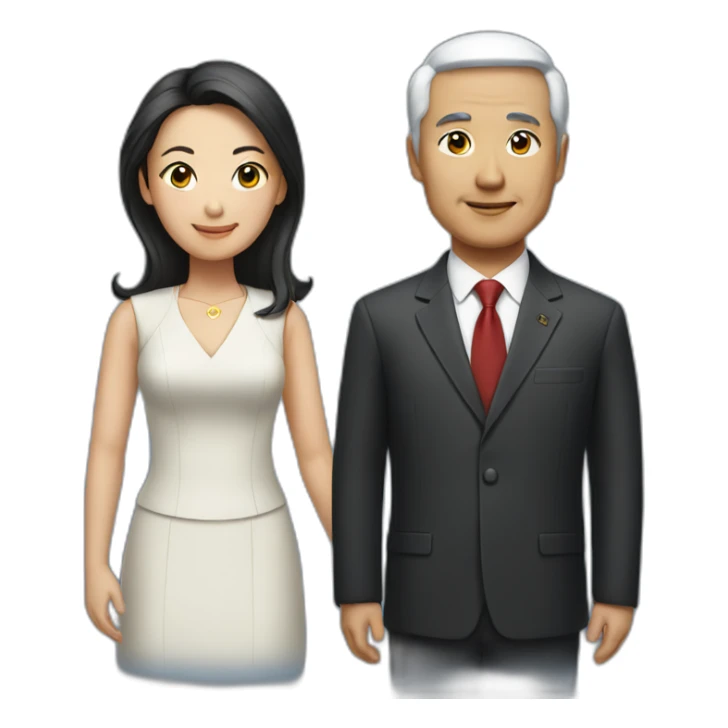 asian male and female president sticker