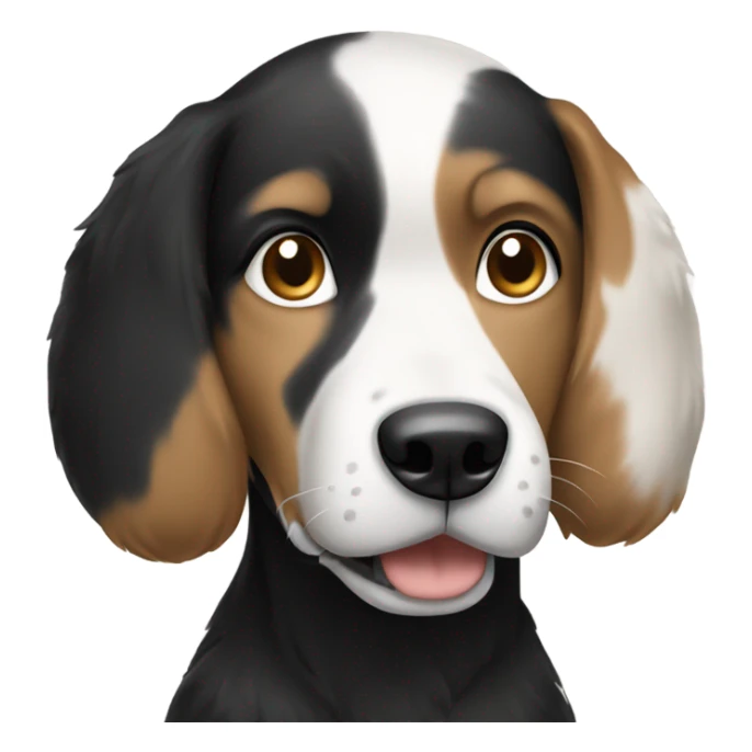 Black and white dog with tan brunette hugging sticker