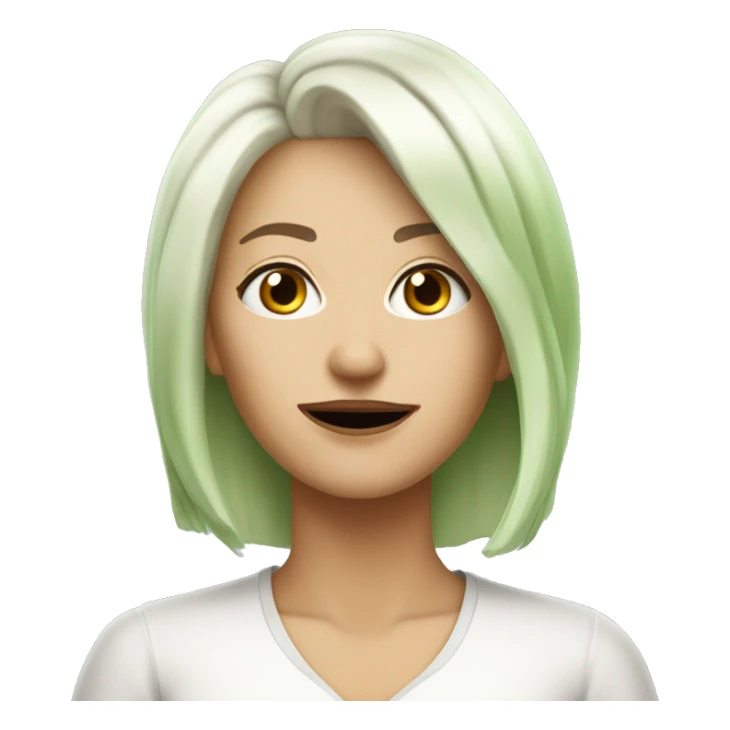 Platinium hair 40-years old lady hate matcha latte sticker