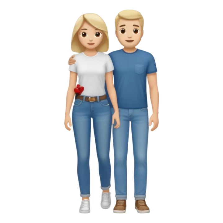 full-length relaxed couple in jeans and t-shirts sticker