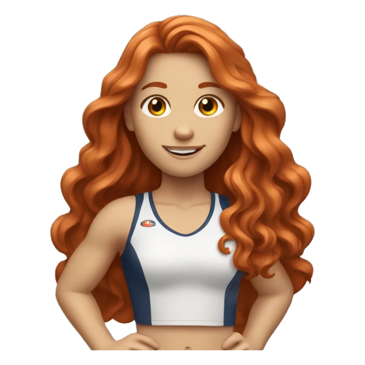 redhead girl with long wavy hair doing sports  sticker