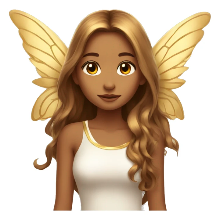 big wings, Beautiful, fairy, gold, brown, long hair sticker