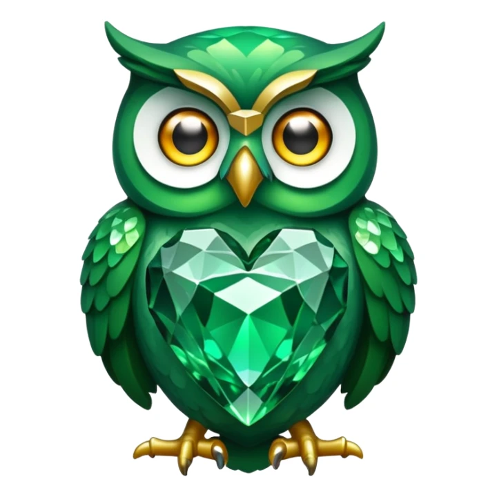 a green owl giving a jewel   sticker