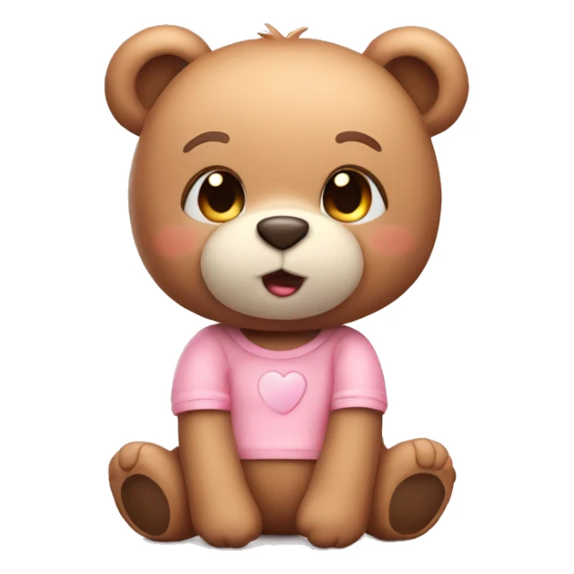 Cute female Teddy Bear Emoji with blush, kids teddy bear, 3d sticker