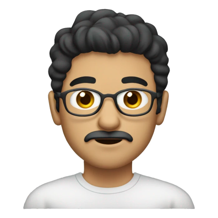 dark hair dark eyes man with short mustache working on a laptop sticker