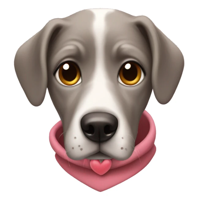 Weirdly dog in a sweatshirt with heart eyes sticker