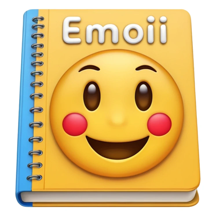 A textbook with the word 'emoji' written on the cover sticker