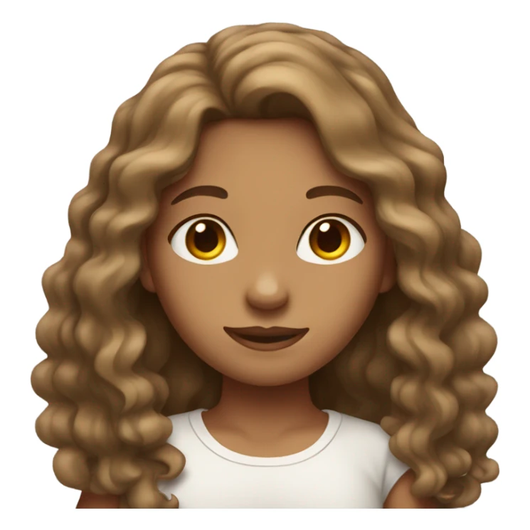 tan girl with long brown wavy hair  sticker