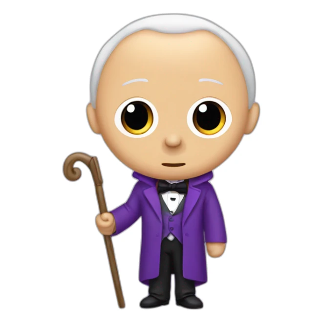 Stewie Griffin with a purple tuxedo, a fur scarf and a cane. sticker