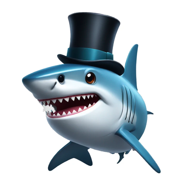 Shark with a top hat sticker
