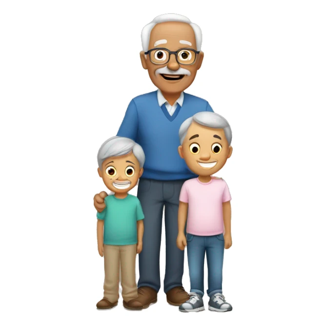 grandfather with grandson and granddoughter sticker