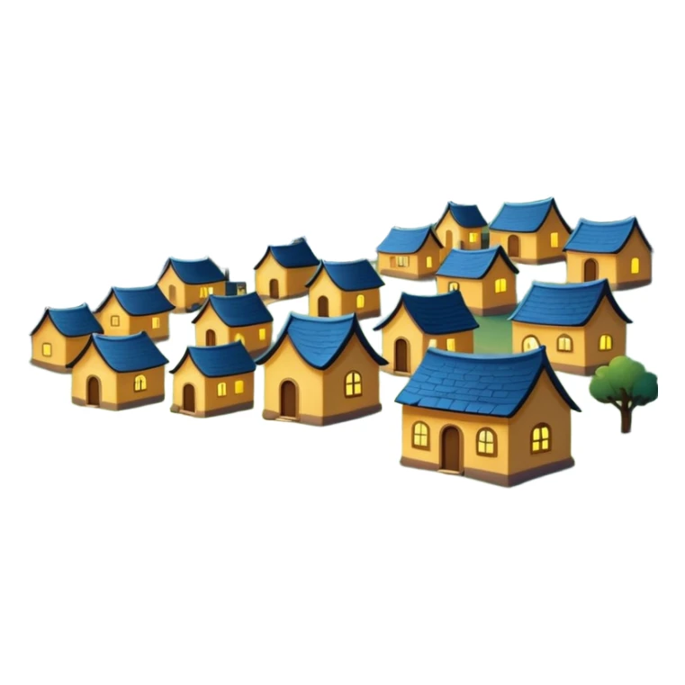 Village in night with moon and stars sticker