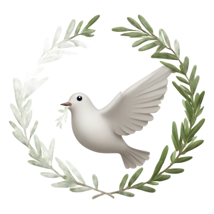 a dove with a wreath of peace sticker