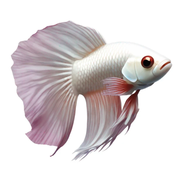 White betta fish with intense burghundy short fins, position: full profile sticker