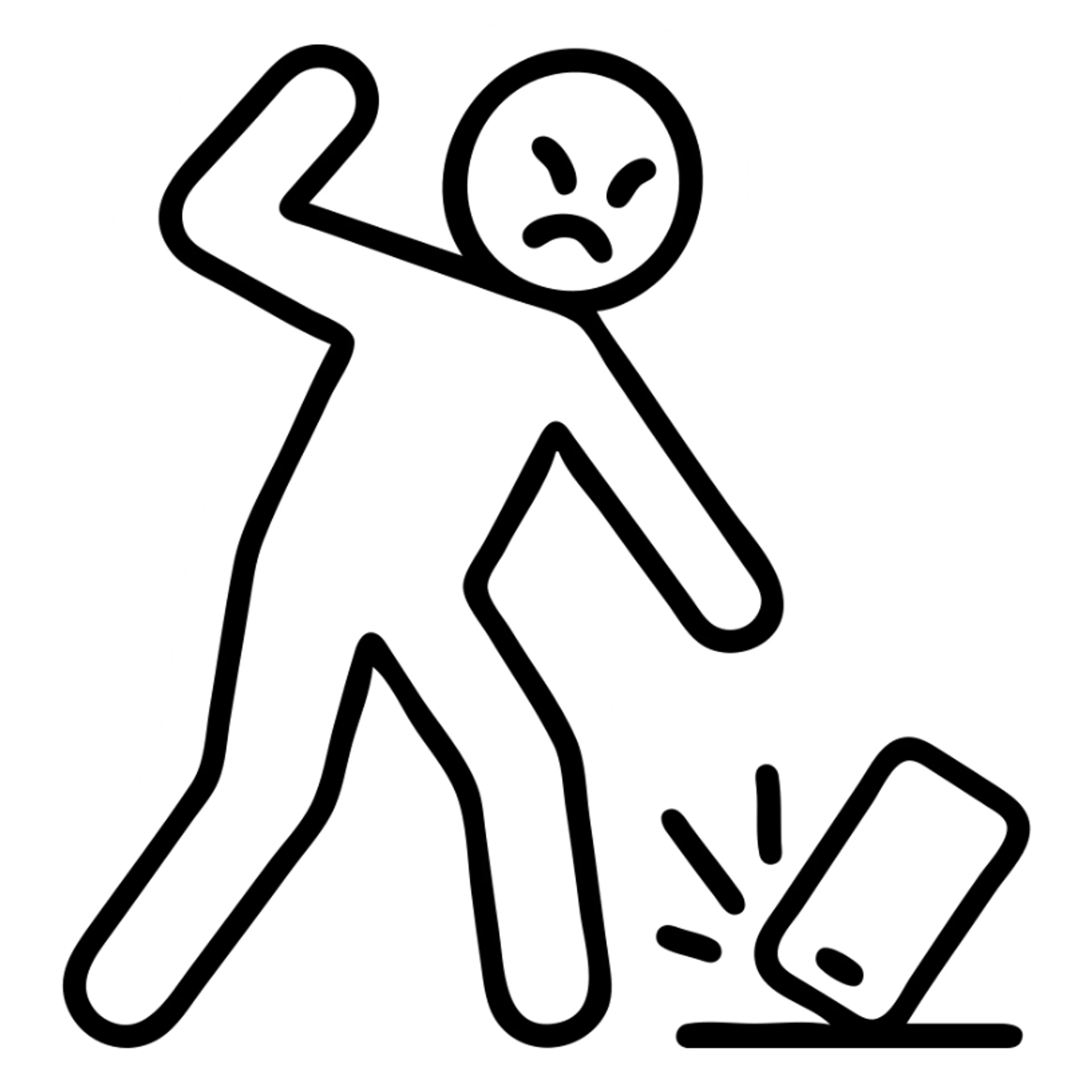 Man angrily smashing a smartphone on the ground sticker