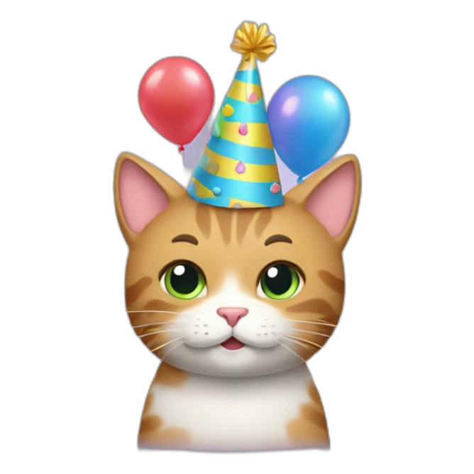 Cat with birthday hat and rain of harts sticker