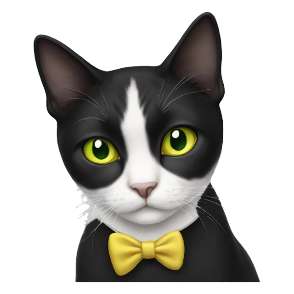 Tuxedo cat half white half black face yellow green eyes sticker