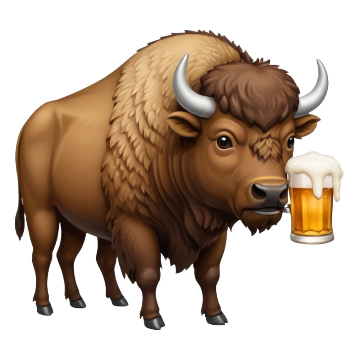 Een bizon die heel veel bier drinkt sticker