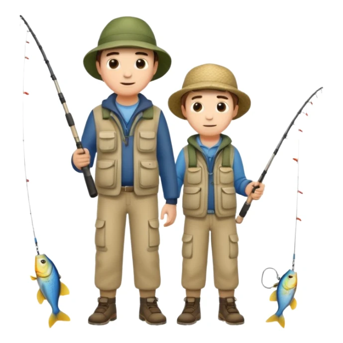 father and son fishing, full body sticker