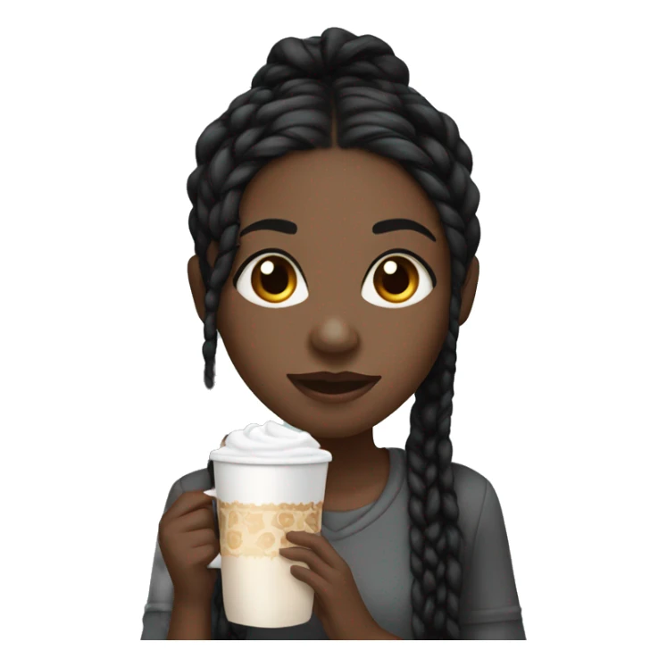 Black girl with black long braids and a hot chocolate sticker