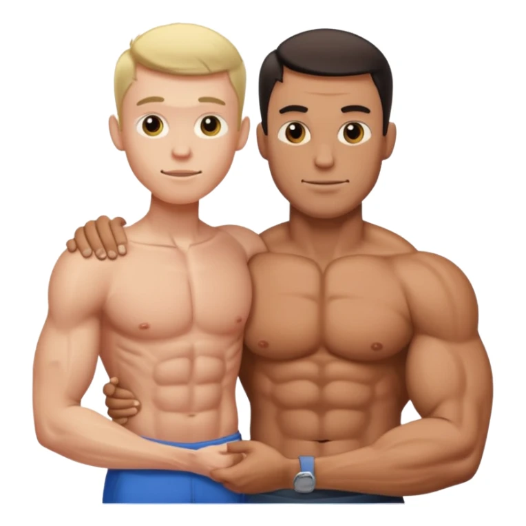 Man with big muscles holding a really skinny man  sticker