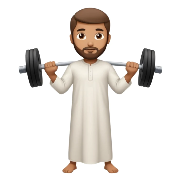 brown muslim man pushing weight wearing thobe  sticker