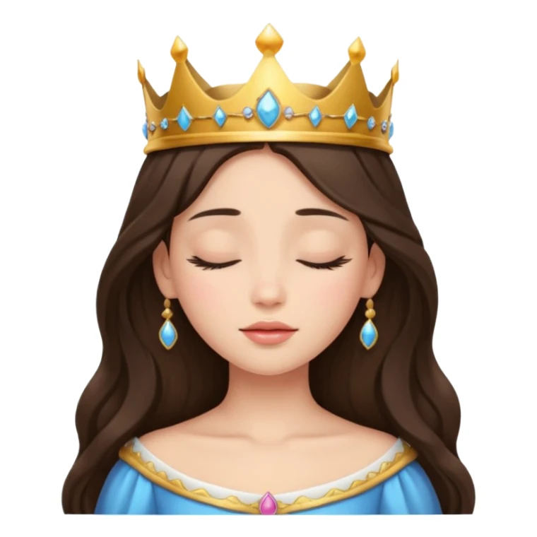 a brunette hair beautiful princess closing her eyes calmly sticker
