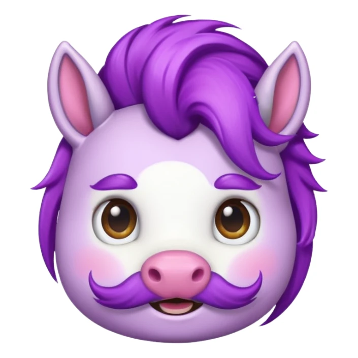 unicorn face with big thick mustache cute and purple haired mohawk sticker