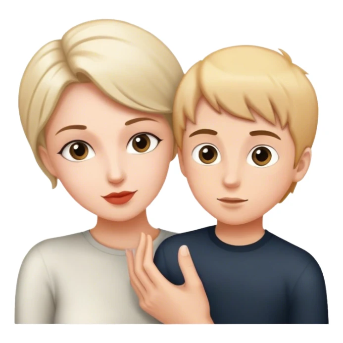 friend (women and boy) face to face make the pose with espion style sticker