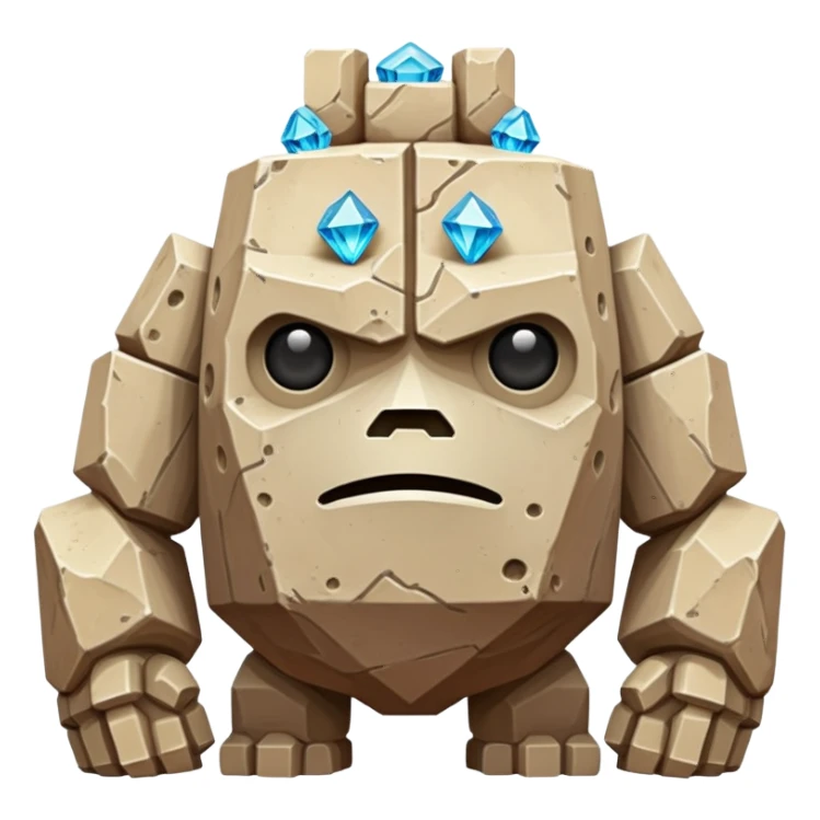 A sentient sandstone colossus with hollow chambers inside its body where rare geometric crystals grow, able to reshape its limbs and filter the desert winds through its porous form to extract moisture. body only, without background. sticker