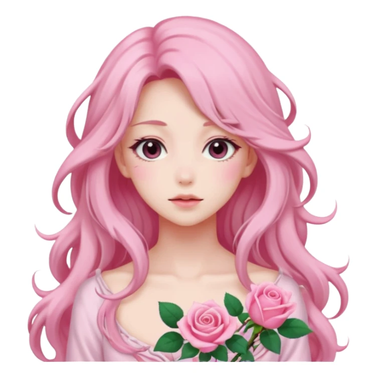 Pastel pink anime lady roses sticker