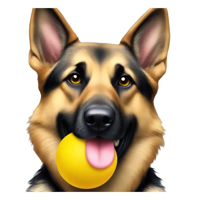 German Shepard yellow ball in mouth  sticker