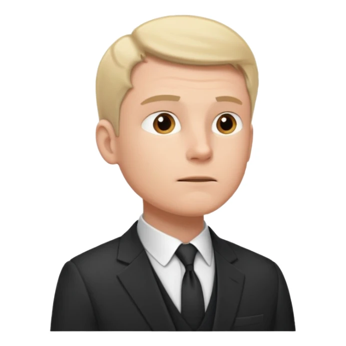 white man in formal suit thinking hard, looking up to left sticker
