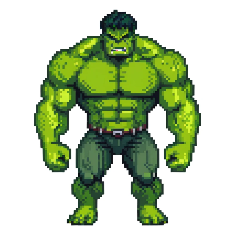 Hulk, green muscular superhero with angry expression sticker