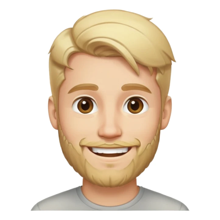 young man with blonde hair and medium beard smiling happily sticker
