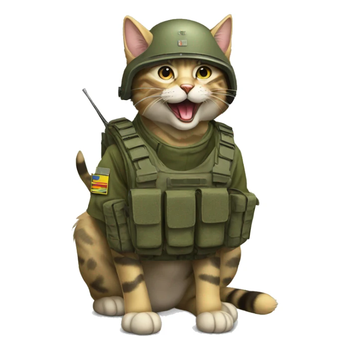 Ukrainian military cat (air defense) sticker