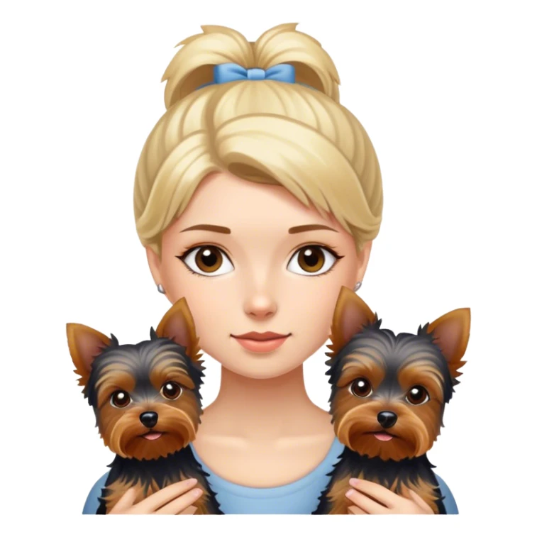 girl with two Yorkshire terriers sticker