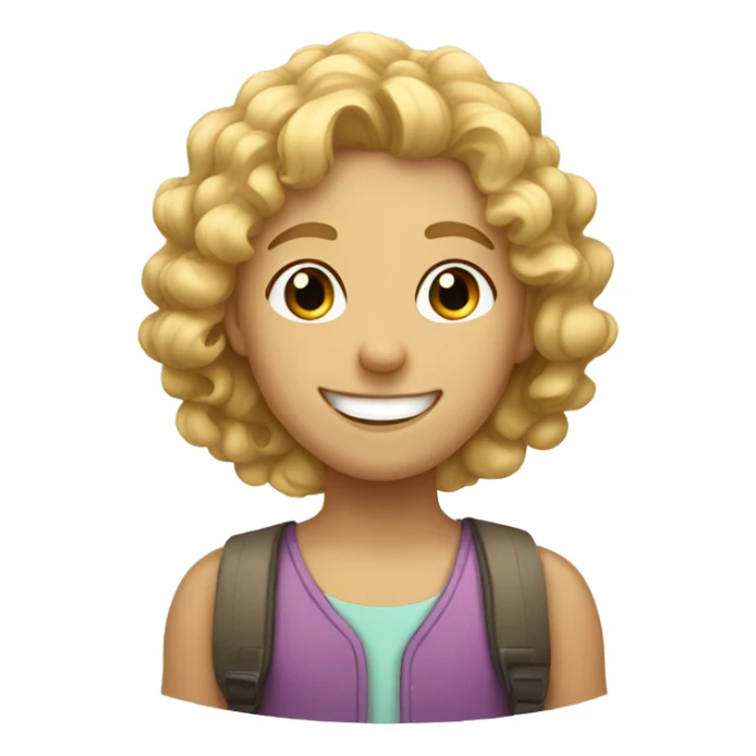 smiling girl with blonde curly hair boy  sticker