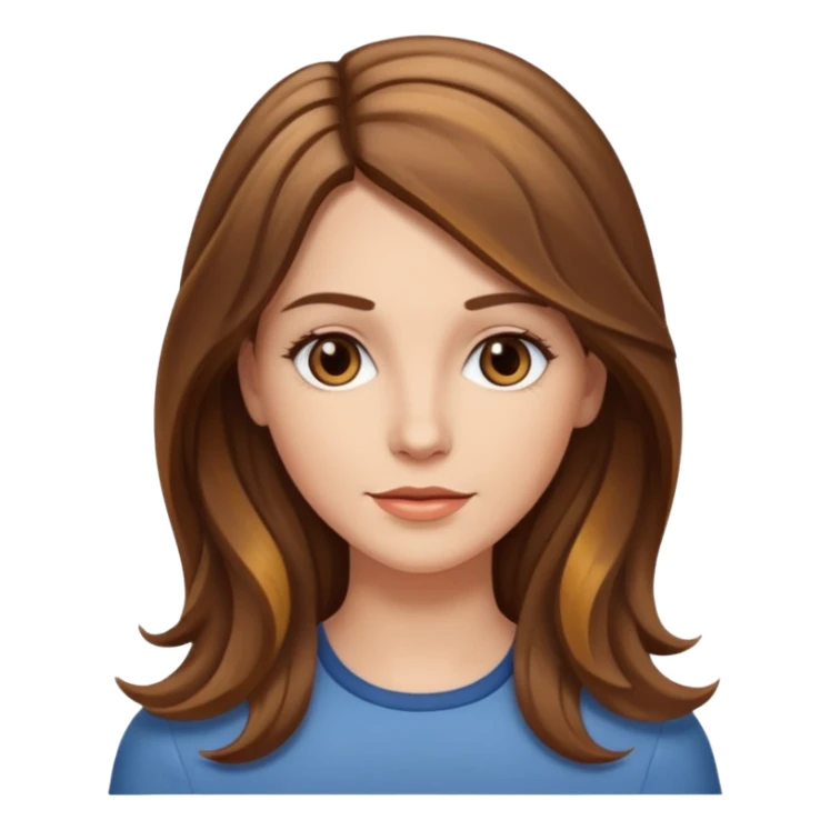 Mulher branca, cabelos longos liso com as pontas ondulado castanho com luzes  sticker