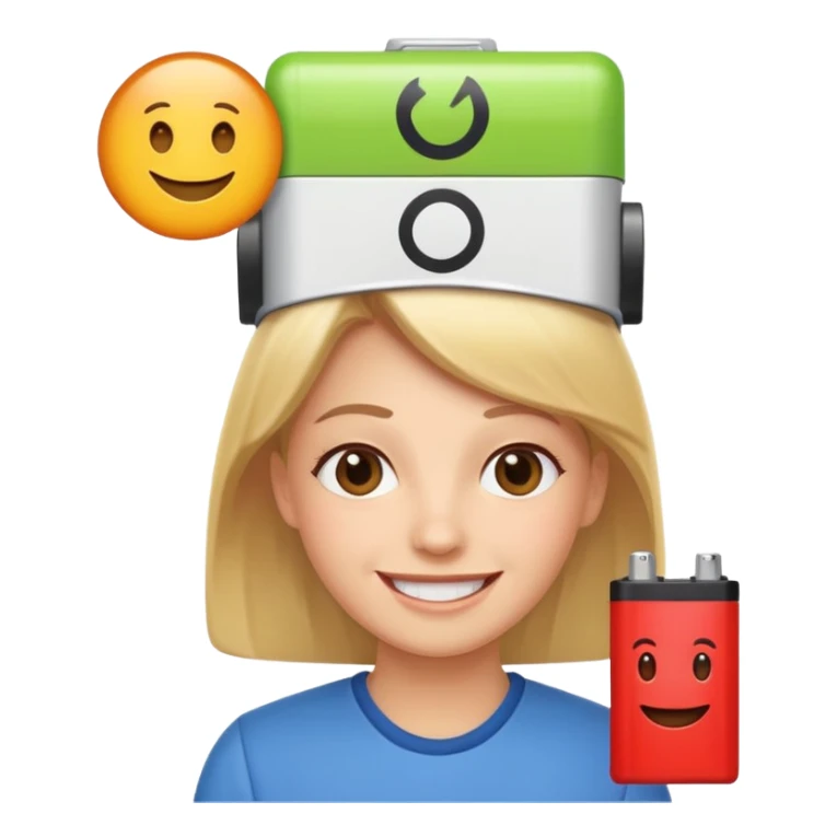 A kindergardenteacher with an empty battery icon above their head. sticker