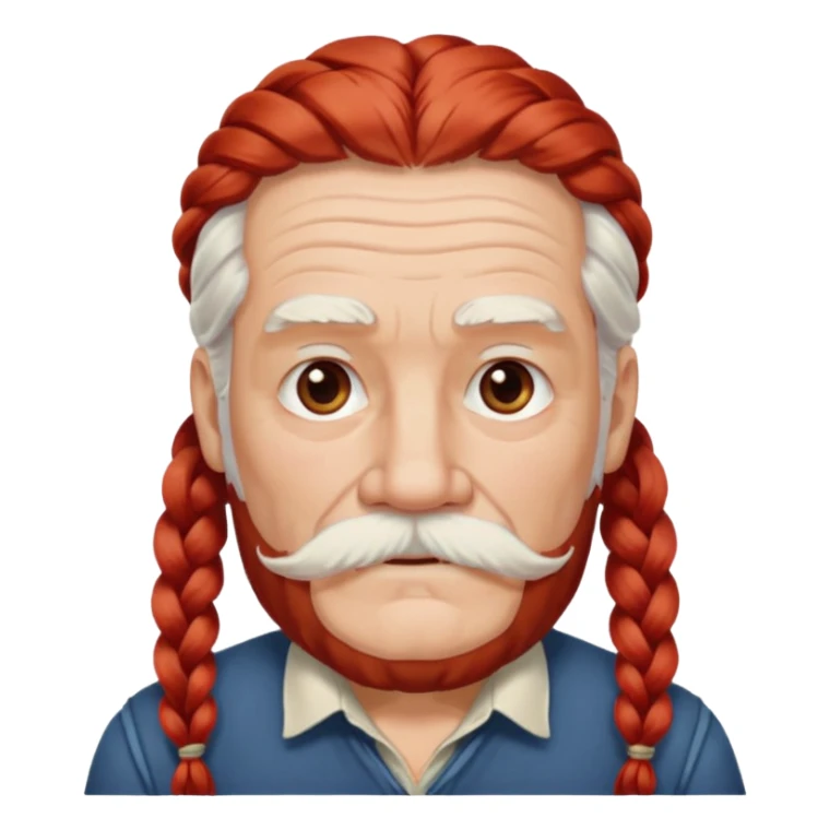 very old, white bearded and white mustached, red long haired, braided, earringed sticker