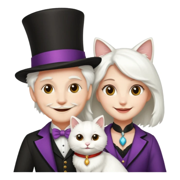 magician couple and their pet cat sticker