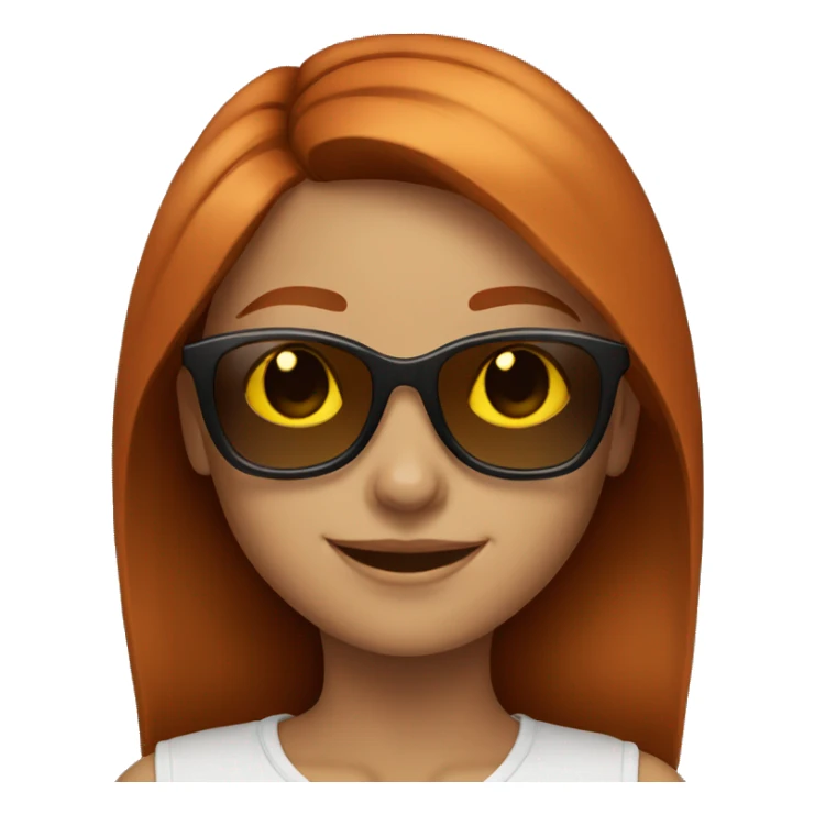 smiling girl with sunglasses auburn hair sticker