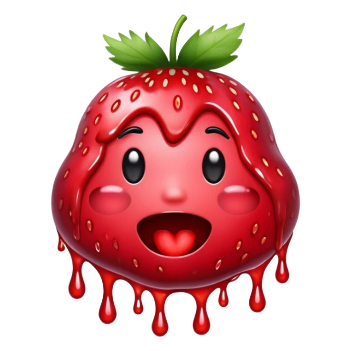 Black emoji covered in strawberry jam sticker