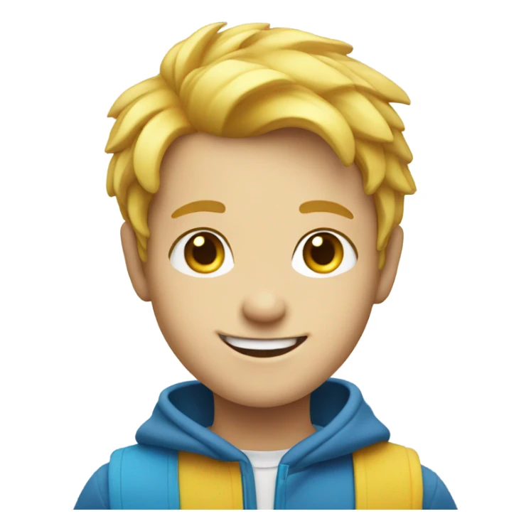 smiling boy with yellow hair and blue eyes sticker