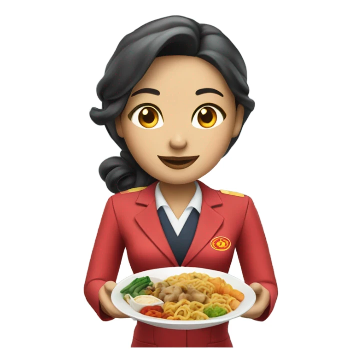 Flight attendant eating Chinese food headed to china sticker